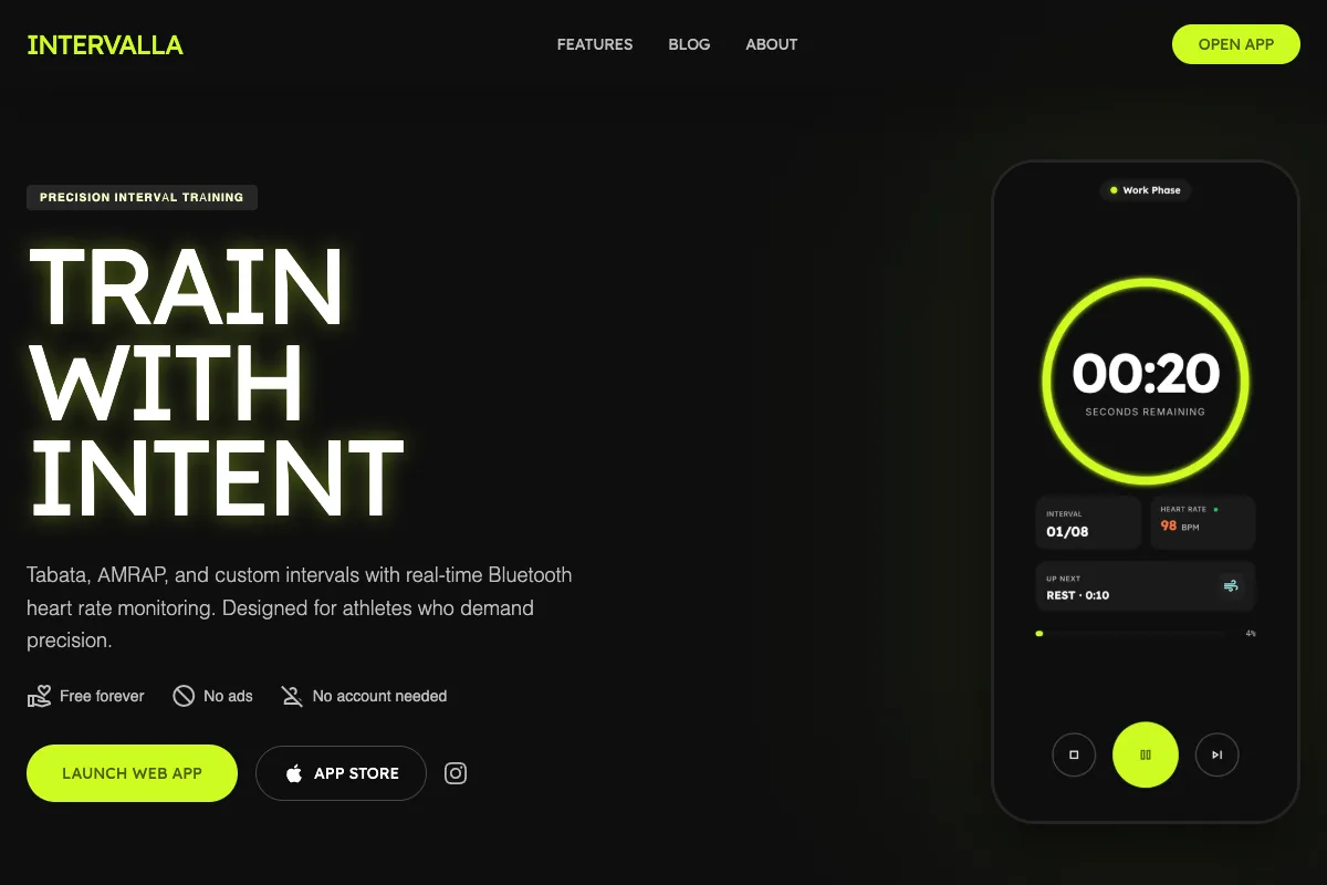 Skjermbilete av Intervalla — intervalltrening-app